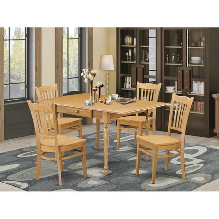 East West Furniture 5 Piece Monza Dining Kitchen Table Set - Oak MZGR5-OAK-W